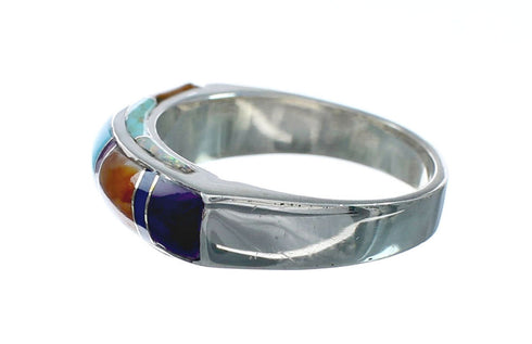 Genuine Sterling Silver Southwestern Multicolor Ring Size 5-3/4 SN20110