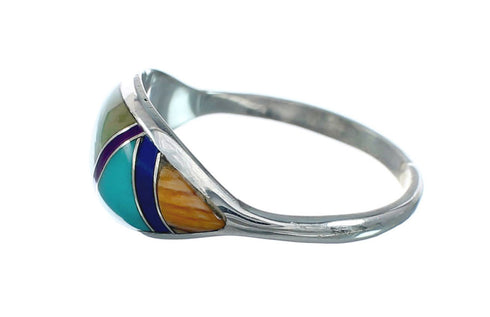 Genuine Sterling Silver Southwestern Multicolor Ring Size 6-3/4 SN20101