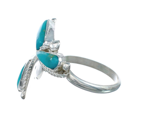 Turquoise Zuni Sterling Silver Adjustable Butterfly Ring Sizes 7-9 SN20222