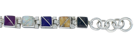 Multicolor Sterling Silver Reversible Link Bracelet SN20102