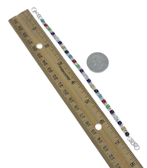 Multicolor Sterling Silver Reversible Link Bracelet SN20102