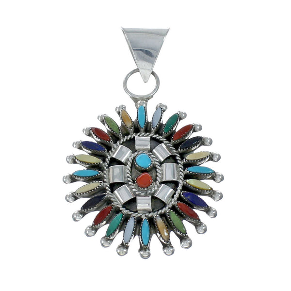 Zuni Multicolor & Silver Cluster Pendant SN20414