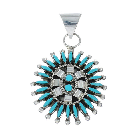 Zuni Turquoise & Silver Cluster Pendant SN20413
