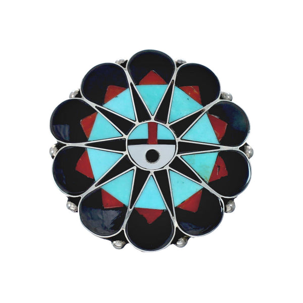 Zuni Multicolor Sun Sterling Silver Pin Pendant NN20462