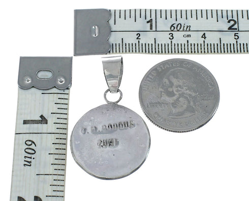 Native American Zuni Multicolor Inlay Sterling Silver Pendant NX11554