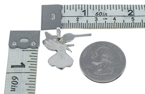 Zuni Multicolor Inlay Genuine Sterling Silver Hummingbird Pin Pendant NX11562
