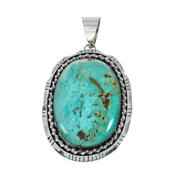 Navajo Kingman Turquoise Genuine Sterling Silver Pendant SN20404