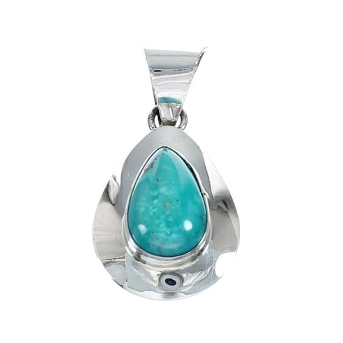 Navajo Sterling Silver Turquoise Tear Drop Pendant NX11549