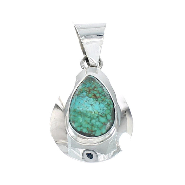 Navajo Sterling Silver Turquoise Tear Drop Pendant NX11551