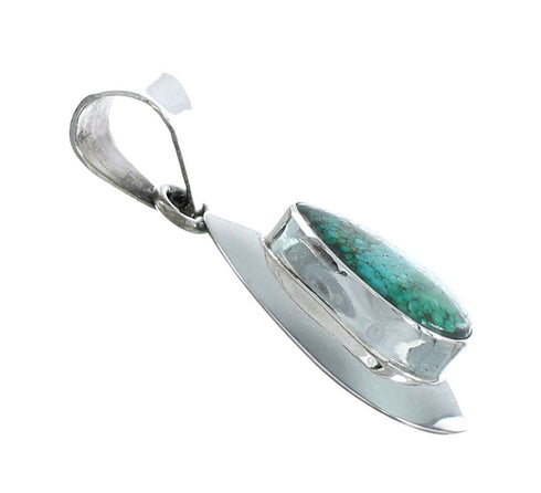 Navajo Sterling Silver Turquoise Tear Drop Pendant NX11551