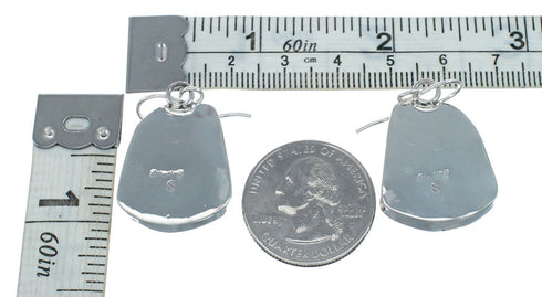 Navajo Turquoise Sterling Silver Native American Hook Dangle Earrings SN20426