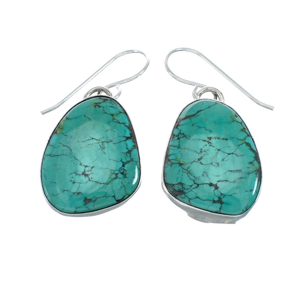 Navajo Turquoise Sterling Silver Native American Hook Dangle Earrings SN20430