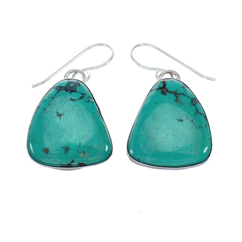 Navajo Turquoise Sterling Silver Native American Hook Dangle Earrings SN20432