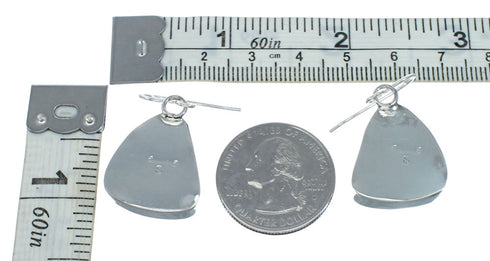 Navajo Turquoise Sterling Silver Native American Hook Dangle Earrings SN20432