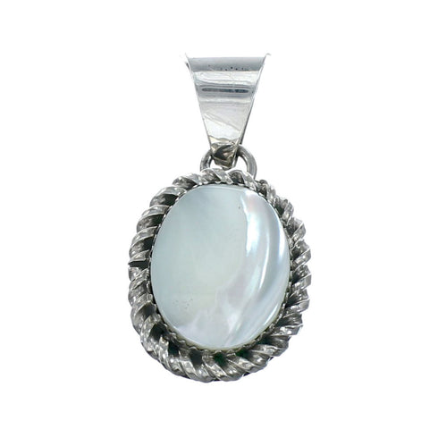 Mother of Pearl Genuine Sterling Silver Navajo Pendant SN20420