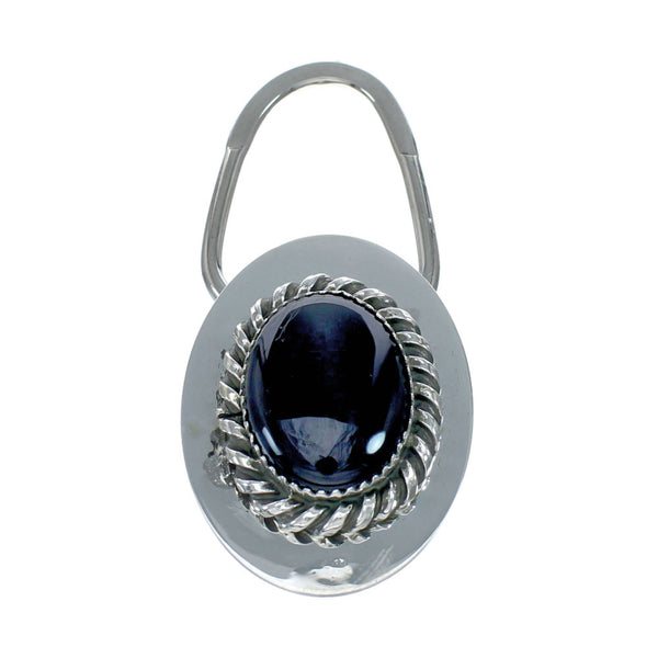 Native American Navajo Onyx Sterling Silver Key Chain SN20445