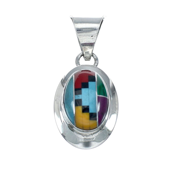 Navajo Manmade Multicolor Inlay Pendant SN20444