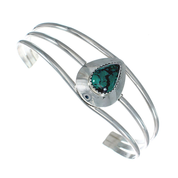 Native American Turquoise Sterling Silver Tear Drop Navajo Cuff Bracelet SX10109