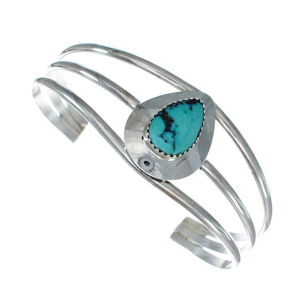 Native American Turquoise Sterling Silver Tear Drop Navajo Cuff Bracelet SX10111