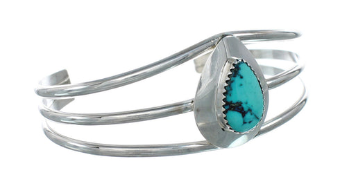 Native American Turquoise Sterling Silver Tear Drop Navajo Cuff Bracelet SX10111