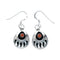 Navajo Coral Sterling Silver Bear Paw Hook Dangle Earrings SX10080