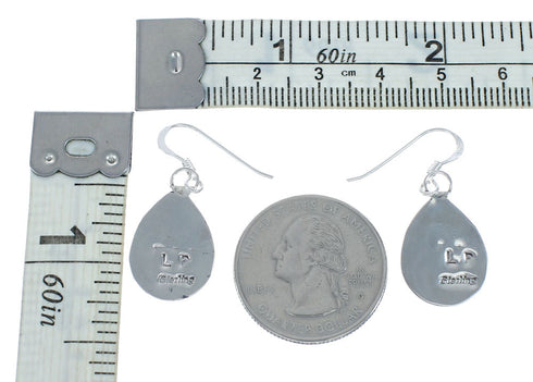 Navajo Coral Sterling Silver Bear Paw Hook Dangle Earrings SX10080