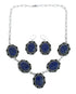 Native American Sterling Silver Lapis Navajo Link Necklace Set XS10009