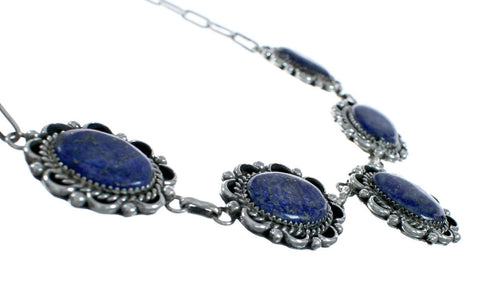 Native American Sterling Silver Lapis Navajo Link Necklace Set XS10009