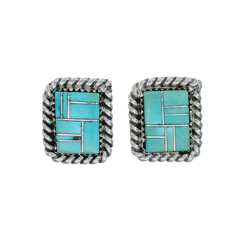 Turquoise Inlay Navajo Sterling Silver Link Necklace XS10012