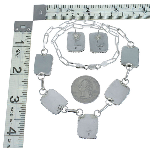 Turquoise Inlay Navajo Sterling Silver Link Necklace XS10012