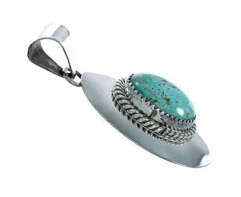 Genuine Turquoise Twisted Sterling Silver Navajo Pendant XS10013