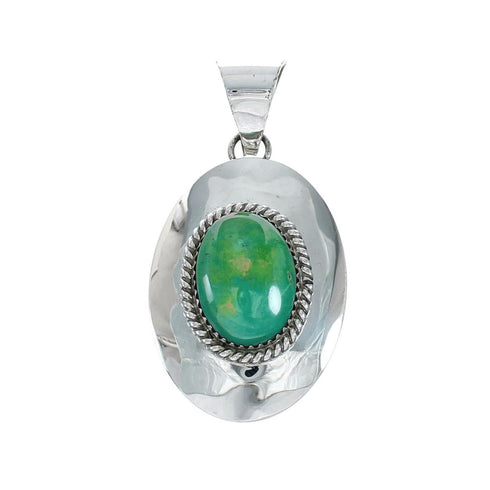 Genuine Turquoise Twisted Sterling Silver Navajo Pendant XS10015
