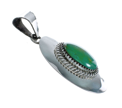 Genuine Turquoise Twisted Sterling Silver Navajo Pendant XS10015