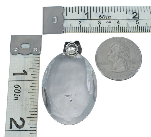 Genuine Turquoise Twisted Sterling Silver Navajo Pendant XS10015