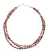 Turquoise And Coral Navajo Sterling Silver 3-Strand Bead Necklace XS10029