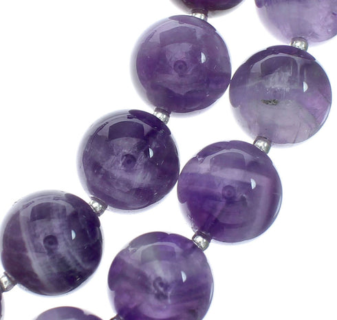 Native American Amethyst Sterling Silver 2-Strand Bead Necklace XS10030