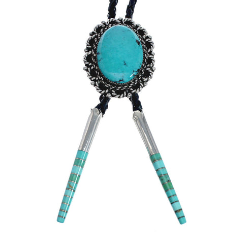 Genuine Navajo Native American Sterling Silver Turquoise Bolo Tie XS10033