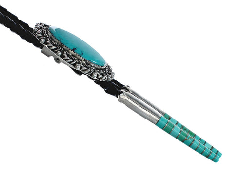 Genuine Navajo Native American Sterling Silver Turquoise Bolo Tie XS10033