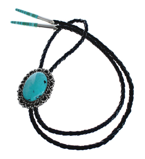 Genuine Navajo Native American Sterling Silver Turquoise Bolo Tie XS10033