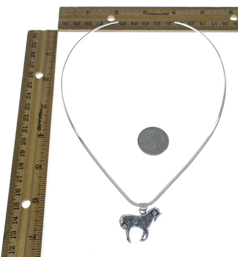 Navajo Sterling Silver Collar Necklace And Horse Pendant XS10043