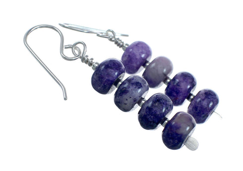 Genuine Sterling Silver Amethyst Bead Hook Dangle Earrings XS10035