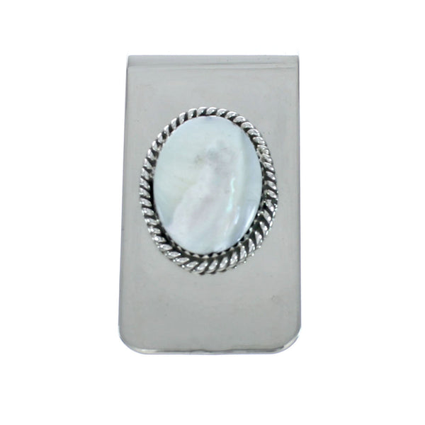 Mother Of Pearl Sterling Silver Navajo Money Clip XS10051