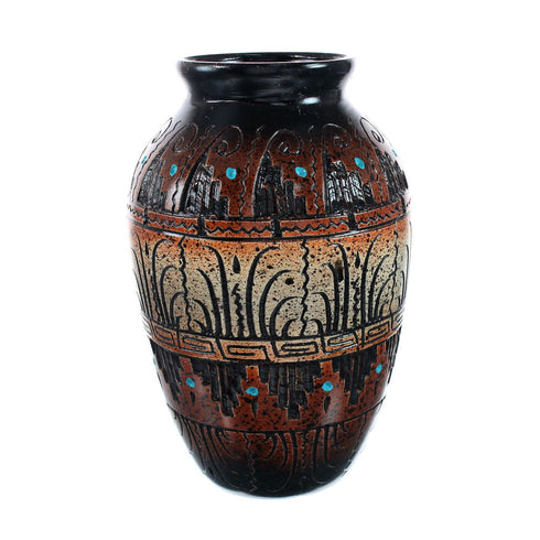 Navajo Indian Hand Crafted Pot By Artist Dewayne Eskeets SN20015