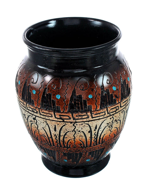 Navajo Indian Hand Crafted Pot By Artist Dewayne Eskeets SN20016