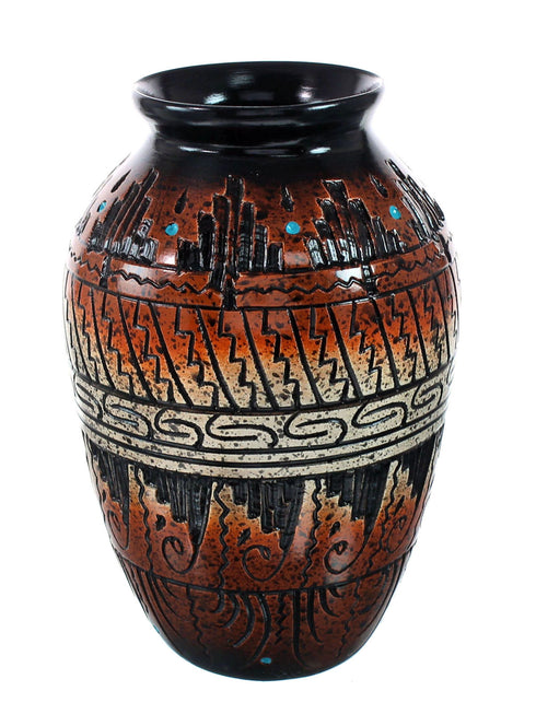 Navajo Indian Hand Crafted Pot By Artist Dewayne Eskeets SN20038