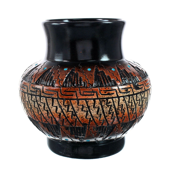 Navajo Indian Hand Crafted Pot By Artist Dewayne Eskeets SN20036