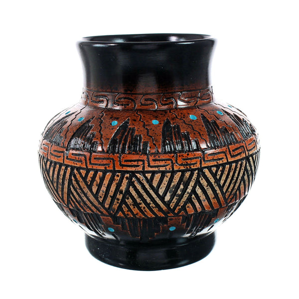 Navajo Indian Hand Crafted Pot By Artist Dewayne Eskeets SN20035