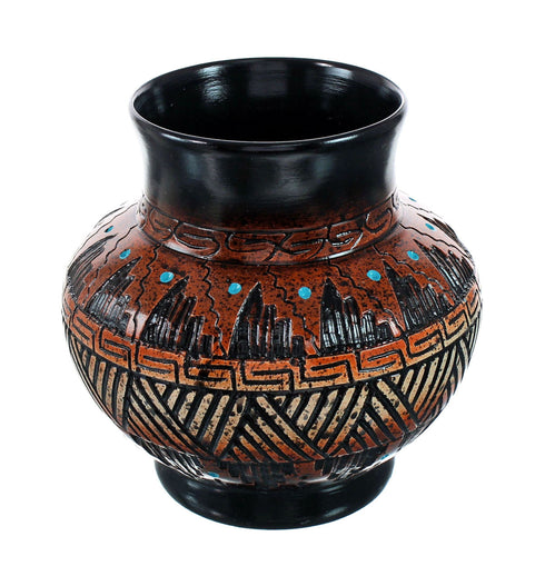 Navajo Indian Hand Crafted Pot By Artist Dewayne Eskeets SN20035