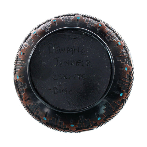 Navajo Indian Hand Crafted Pot By Artist Dewayne Eskeets SN20035