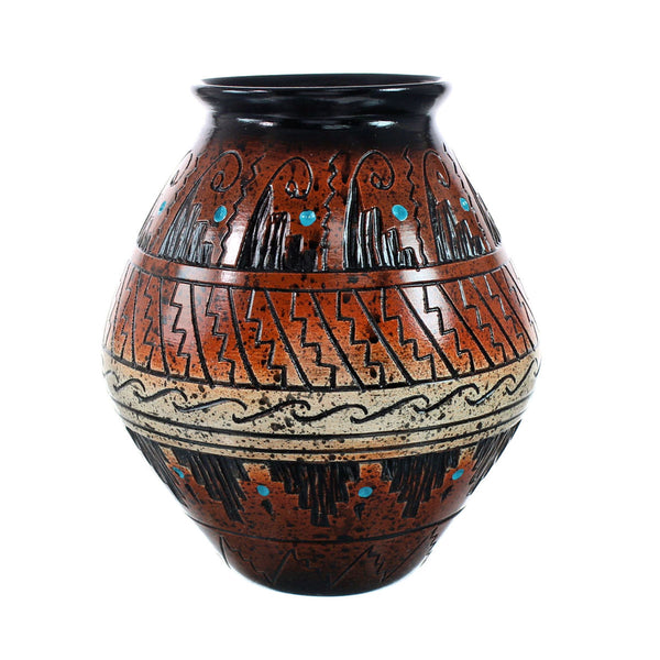 Navajo Indian Hand Crafted Pot By Artist Dewayne Eskeets SN20037